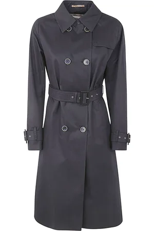 HERNO Frakke, Dame, Blå, L, Uld, Blå Trenchcoat