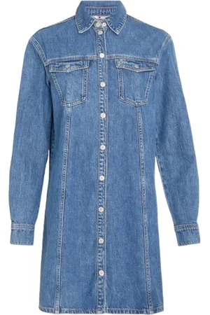 Tommy Hilfiger Kjole, Dame, Blå, XS, Denim, Klassisk Casual Denim Kjole