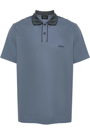 BRIONI Top, Herre, Blå, M, Bomuld, Polo med broderet logo