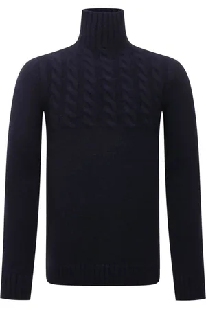 Maison Margiela Strik, Herre, Blå, S, Uld, Blå Uldtrøje med Turtleneck
