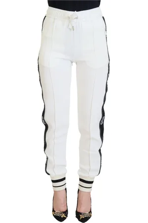 Dolce & Gabbana Bukser, Dame, Hvid, 3XS, Logo Detalje Jogger Bukser