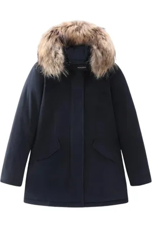 Woolrich Jakke, Dame, Blå, XS, Uld, Arctic Parka med Aftagelig Pels