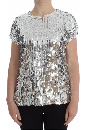 Dolce & Gabbana Bluser & Skjorter, Dame, Grå, XS, Fortryllende Sicilien Pailletbluse