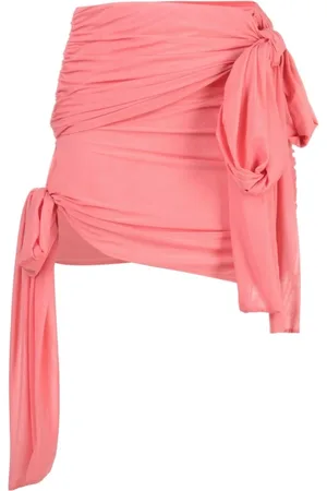 BLUMARINE Nederdel, Dame, Lyserød, 2XS, Uld, Lyserød Asymmetrisk Rynket Nederdel
