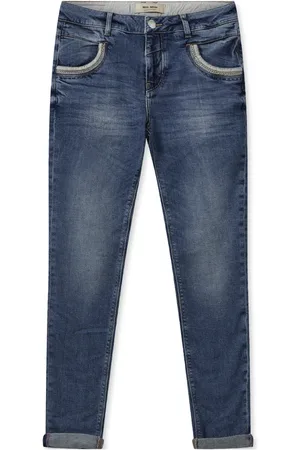 Mos Mosh Jeans, Dame, Blå, W27, Uld, Klassiske Cropped Jeans med Stilfulde Detaljer