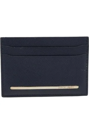 Emporio Armani Pre-owned, Dame, Blå, ONE SIZE, Uld, Pre-owned Laeder punge
