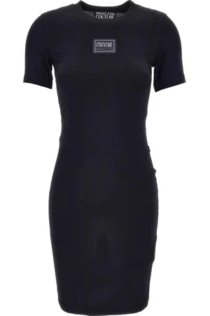 VERSACE Kjole, Dame, Sort, 2XS, Uld, Jersey Stretch Slim Fit Kjole