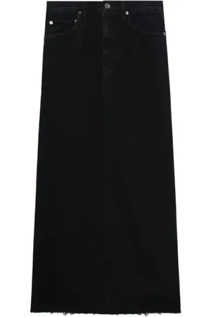 AGOLDE Nederdel, Dame, Sort, W25, Denim, Sort denim nederdel med råkant