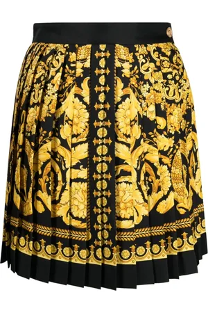 VERSACE Nederdel, Dame, Flerfarvet, S, Uld, Baroktrykt Plisseret Nederdel