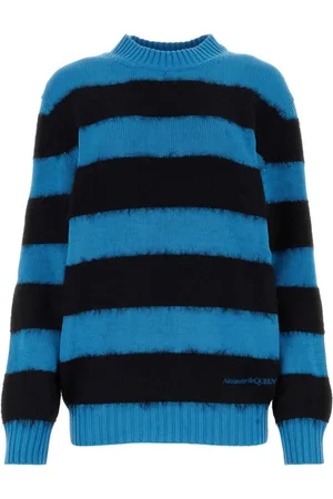 Alexander McQueen Strik, Dame, Blå, XS, Bomuld, Broderet Sweater