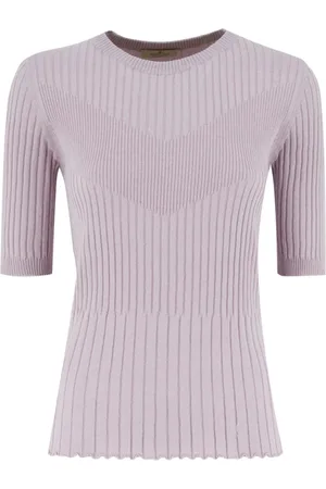 PANICALE Strik, Dame, Lilla, M, Bomuld, Silke og Bomuld Blandet Crew Neck Sweater