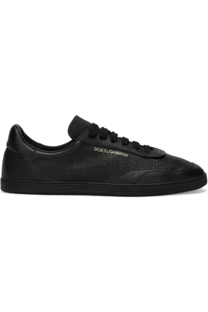 Dolce & Gabbana Sko, Herre, Sort, 41 EU, Uld, Sorte perforerede lavtop sneakers