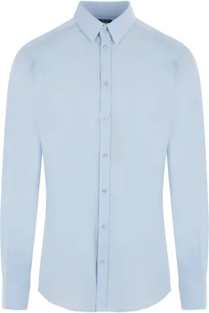 Dolce & Gabbana Skjorte, Herre, Blå, XL, Bomuld, Klar Blå Bomuld Poplin Skjorte