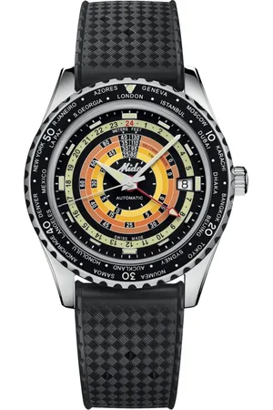MIDO Tilbehør, Herre, Sort, ONE SIZE, Uld, Ocean Star Decompression Worldtimer - Automatisk - Sort Skive - Stålkasse - 40.50 mm - 20 bar - Safirglas - Gummirem - Sort - Stålspænde