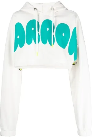 BARROW Sweathshirts & Hoodies, Dame, Hvid, M, Uld, Moderne Crop Hættetrøje - M