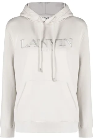 Lanvin Sweathshirts & Hoodies, Dame, Hvid, M, Bomuld, Elegant broderet regular fit hættetrøje