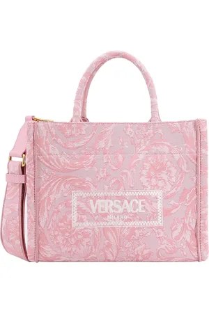 VERSACE Taske, Dame, Lyserød, ONE SIZE, Bomuld, Barocco Canvas Håndtaske med Vintage Logo