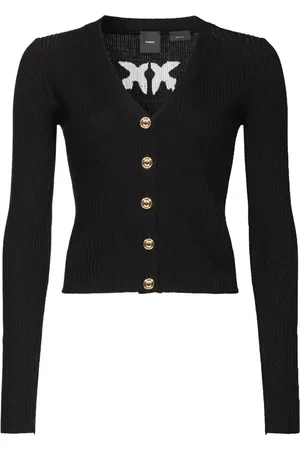 Pinko Strik, Dame, Sort, S, Uld, Logo Uld Cardigan