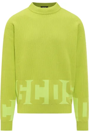 GCDS Strik, Herre, Grøn, S, Uld, Stilfuld Crew Neck Sweater