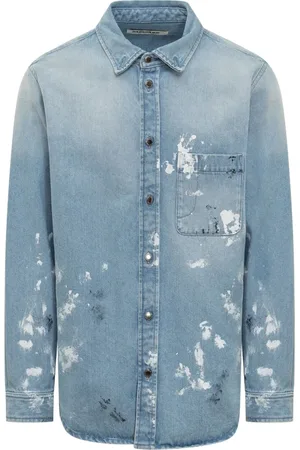 DARKPARK Skjorte, Herre, Blå, M, Denim, Denim Klassisk Krave Skjorte til Mænd