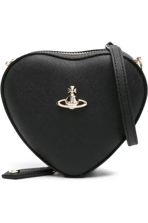 Vivienne Westwood Taske, Dame, Sort, ONE SIZE, Læder, Sort Imiteret Læder Hjerteformet Orb Plaque Taske