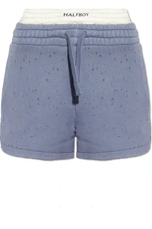 Halfboy Shorts, Dame, Blå, XS, Bomuld, Shorts med vintageeffekt