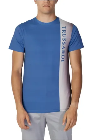 Trussardi Top, Herre, Blå, M, Polyester, Blå kortærmet T-shirt til mænd