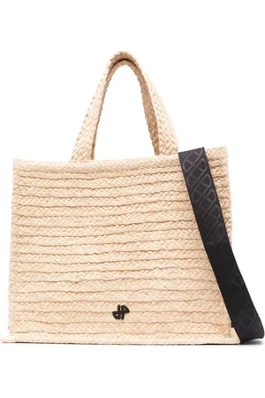 Patou Taske, Dame, , ONE SIZE, Uld, Vanilla Hvid Raffia Tote Taske med Aftagelig Skulderrem