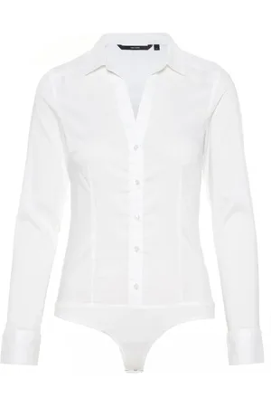 VERO MODA Top, Dame, Hvid, M, Bomuld, Klassisk Hvid Langærmet Skjorte