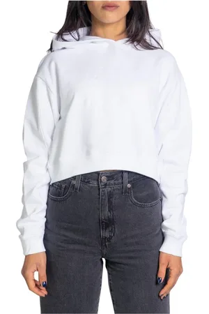 Calvin Klein Sweathshirts & Hoodies, Dame, Hvid, L, Bomuld, Hvid Hættetrøje til Kvinder