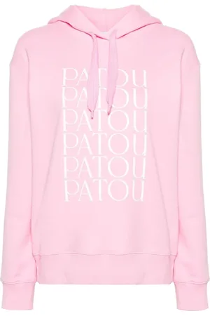 Patou Sweathshirts & Hoodies, Dame, Lyserød, M, Bomuld, Lyserød Trøje med Hætte og Logo Print