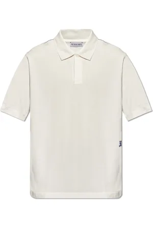 Burberry Top, Herre, Hvid, XL, Bomuld, Logo-broderet polo shirt