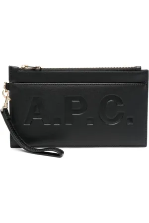A.P.C. Taske, Dame, Sort, ONE SIZE, Læder, Sort Læder Håndtaske med Logo Prægning