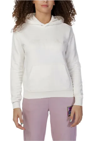 Fila Sweathshirts & Hoodies, Dame, Hvid, M, Bomuld, Hvid Langærmet Hættetrøje