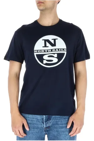 North Sails Top, Herre, Blå, XL, Bomuld, Blå Print T-shirt