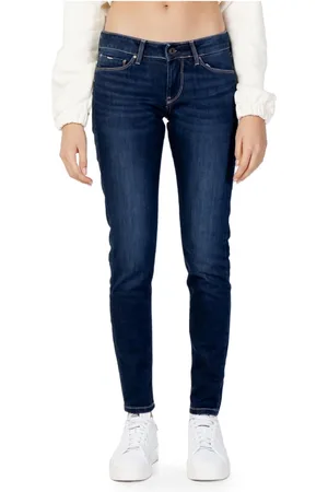 Pepe Jeans Jeans, Dame, Blå, W24 L30, Bomuld, Blå ensfarvet dame jeans med lynlås og knaplukning