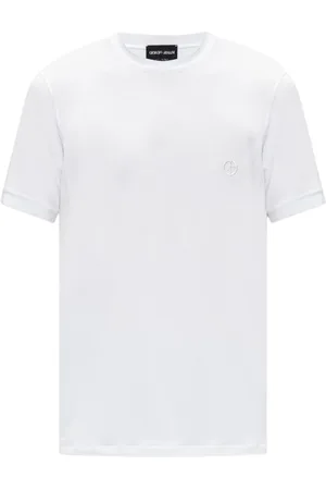 Giorgio Armani Top, Herre, Hvid, M, T-shirt med logo