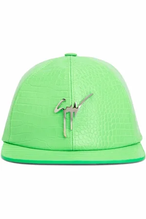 Giuseppe Zanotti Tilbehør, Herre, Grøn, M, Læder, Cohen Signature Logo Læder Baseball Cap