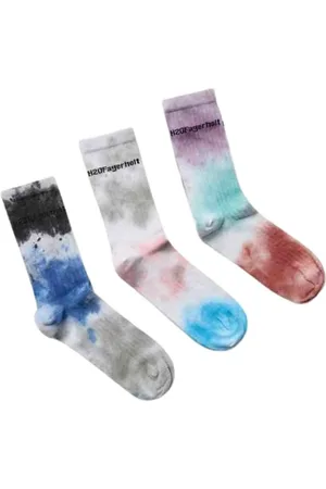 H2OFagerholt Undertøj, Dame, Flerfarvet, L/XL, Bomuld, Farverige Dip Dye Strømper 3-Pakke