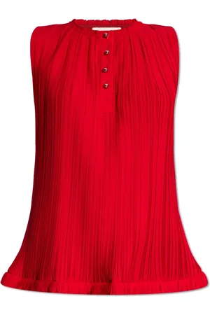 Lanvin Top, Dame, Rød, S, Plisseret Ærmeløs Top