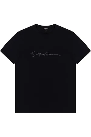 Giorgio Armani Top, Herre, Blå, S, Uld, Logo T-shirt