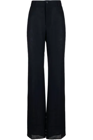 Dolce & Gabbana Bukser, Herre, Blå, XL, Linned, Marineblå Linnedbukser med Brede Ben