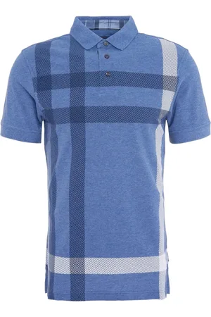 Barbour Top, Herre, Blå, M, Bomuld, Oversized Tartan Polo Shirt i Chambray
