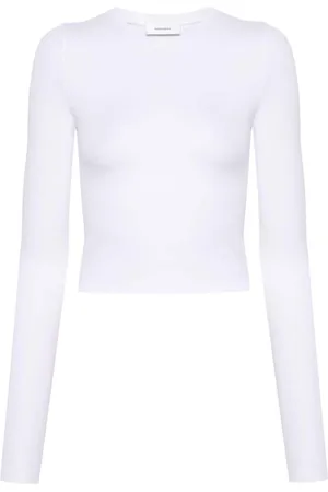 WARDROBE.NYC Top, Dame, Hvid, L, Hvid Stretch-Jersey Crew Neck T-Shirt