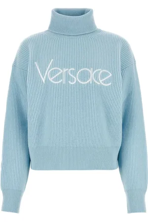 VERSACE Strik, Dame, Blå, 2XS, Uld, Lysblå uldtrøje