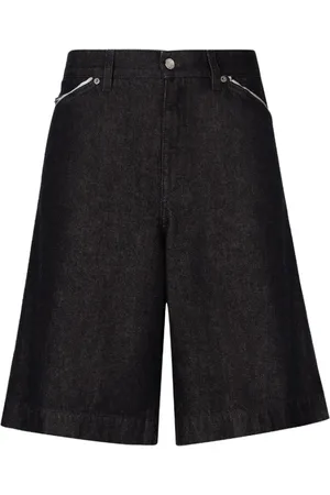 Dolce & Gabbana Shorts, Herre, Sort, L, Denim, Sort Denim Bermuda Shorts med Logo Plaque