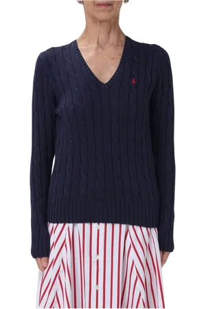 Ralph Lauren Strik, Dame, Blå, L, Uld, Kimberly Pullover Sweater