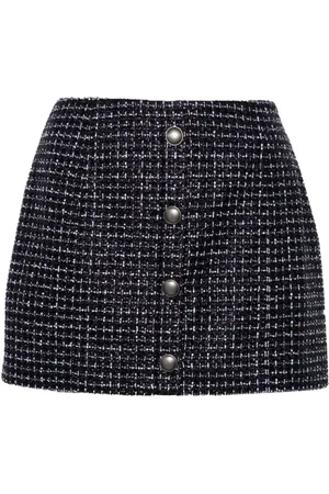 Alessandra Rich Nederdel, Dame, Blå, S, Tweed, Blå Tweed Nederdel med Metallic Tråd