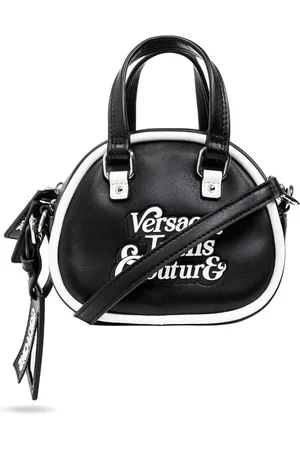 VERSACE Taske, Dame, Sort, ONE SIZE, Uld, Sort Mini Håndtaske med Justerbar Aftagelig Strop
