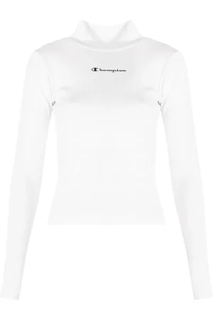 Champion Strik, Dame, Hvid, S, Hamp, Minimalistisk Stil Golf Hals Sweater